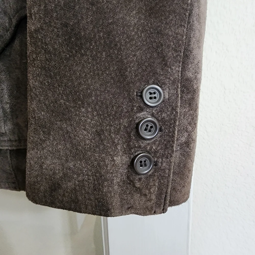 Liz Claiborne Women's Brown Suede Leather Blazer Jacket Petite Medium